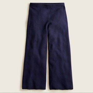 J. Crew Wide Leg Knit Sweater Pants - navy blue high rise cropped length pull on